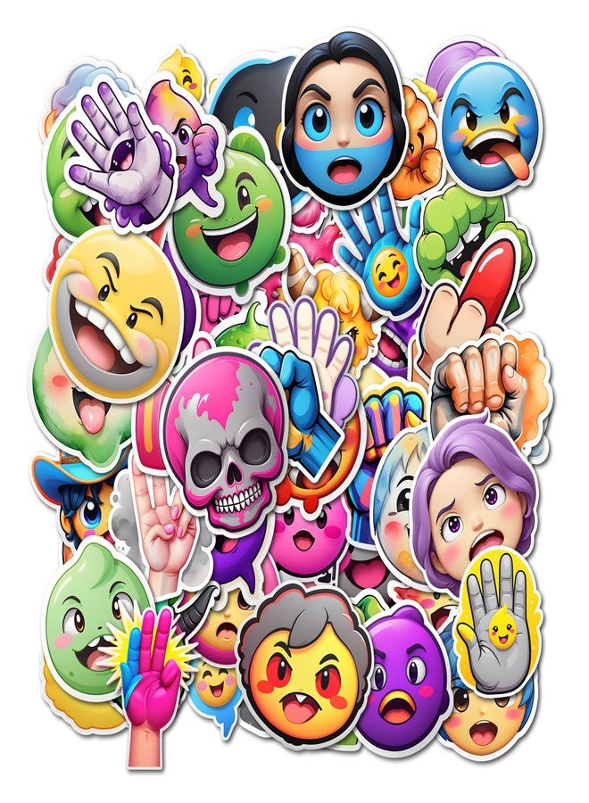 EXO DECOR Funny Emoji Stickers - 60 PCS Meme Stickers for Laptops, Guitars, Phones, Pads, Skateboards, Bicycles, Motorcycles, Helmets - Waterproof_1187 A - Image 1